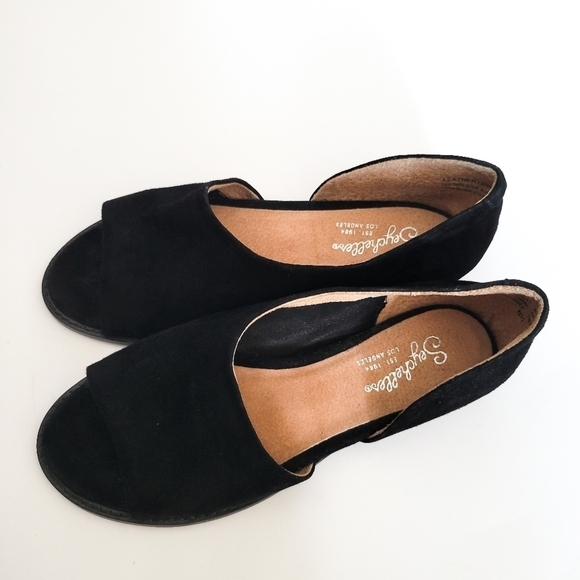 Seychelles black open toe flats Summer Shoes - Picture 8 of 12